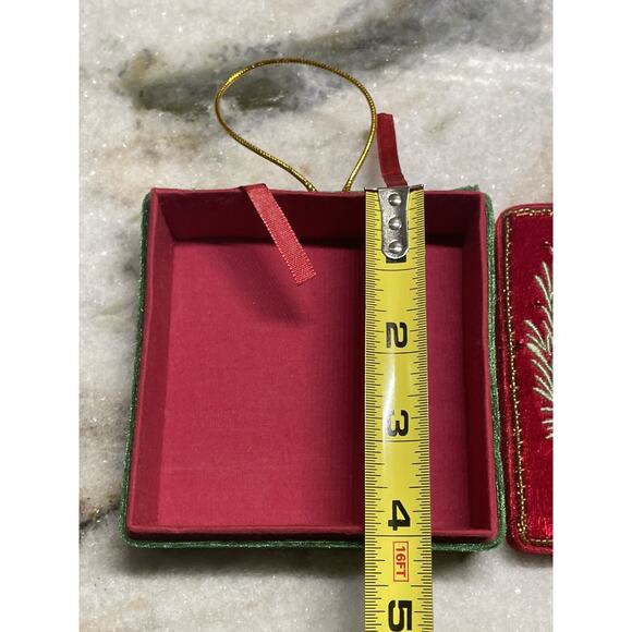 Vintage GAC 2001 Beaded Velvet Reindeer Christmas Trinket Gift Box Ornament - Picture 7 of 7